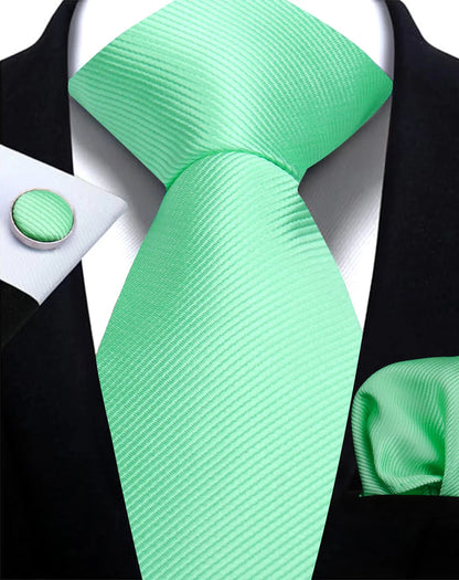 Classic Solid Color Tie Set – Elegant Men’s Neckties with Cufflinks for Weddings & Business Occasions