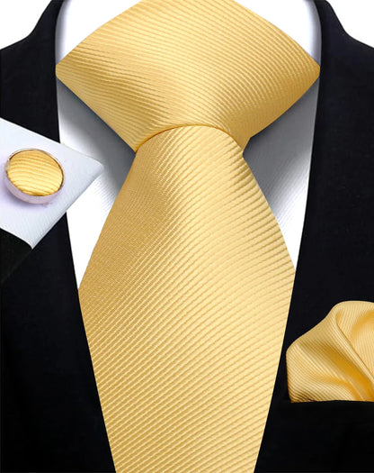 Classic Solid Color Tie Set – Elegant Men’s Neckties with Cufflinks for Weddings & Business Occasions