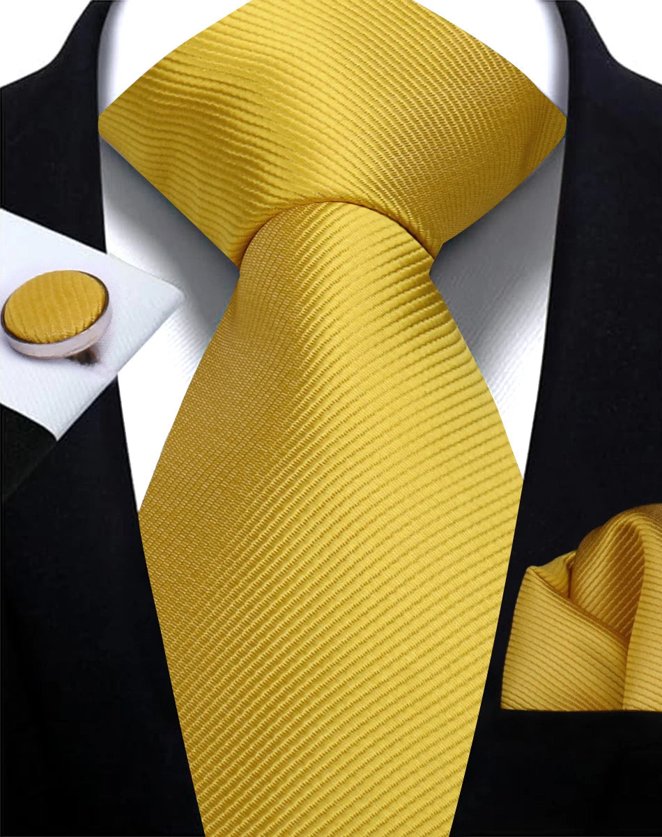 Classic Solid Color Tie Set – Elegant Men’s Neckties with Cufflinks for Weddings & Business Occasions