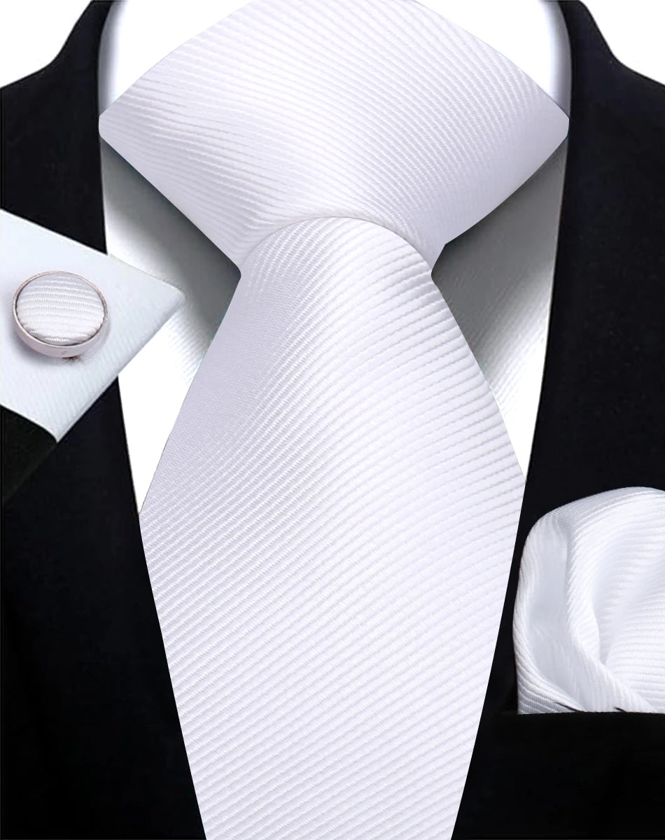 Classic Solid Color Tie Set – Elegant Men’s Neckties with Cufflinks for Weddings & Business Occasions