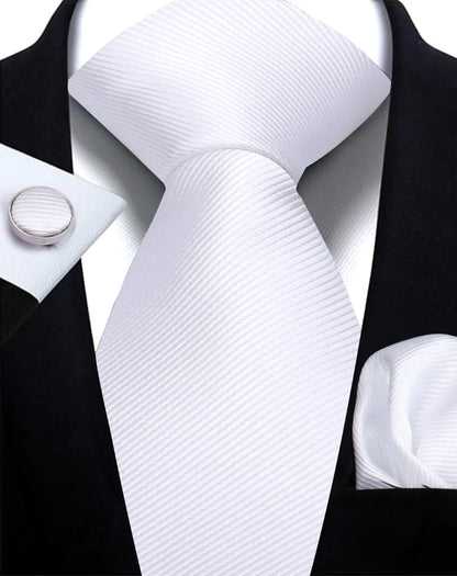 Classic Solid Color Tie Set – Elegant Men’s Neckties with Cufflinks for Weddings & Business Occasions