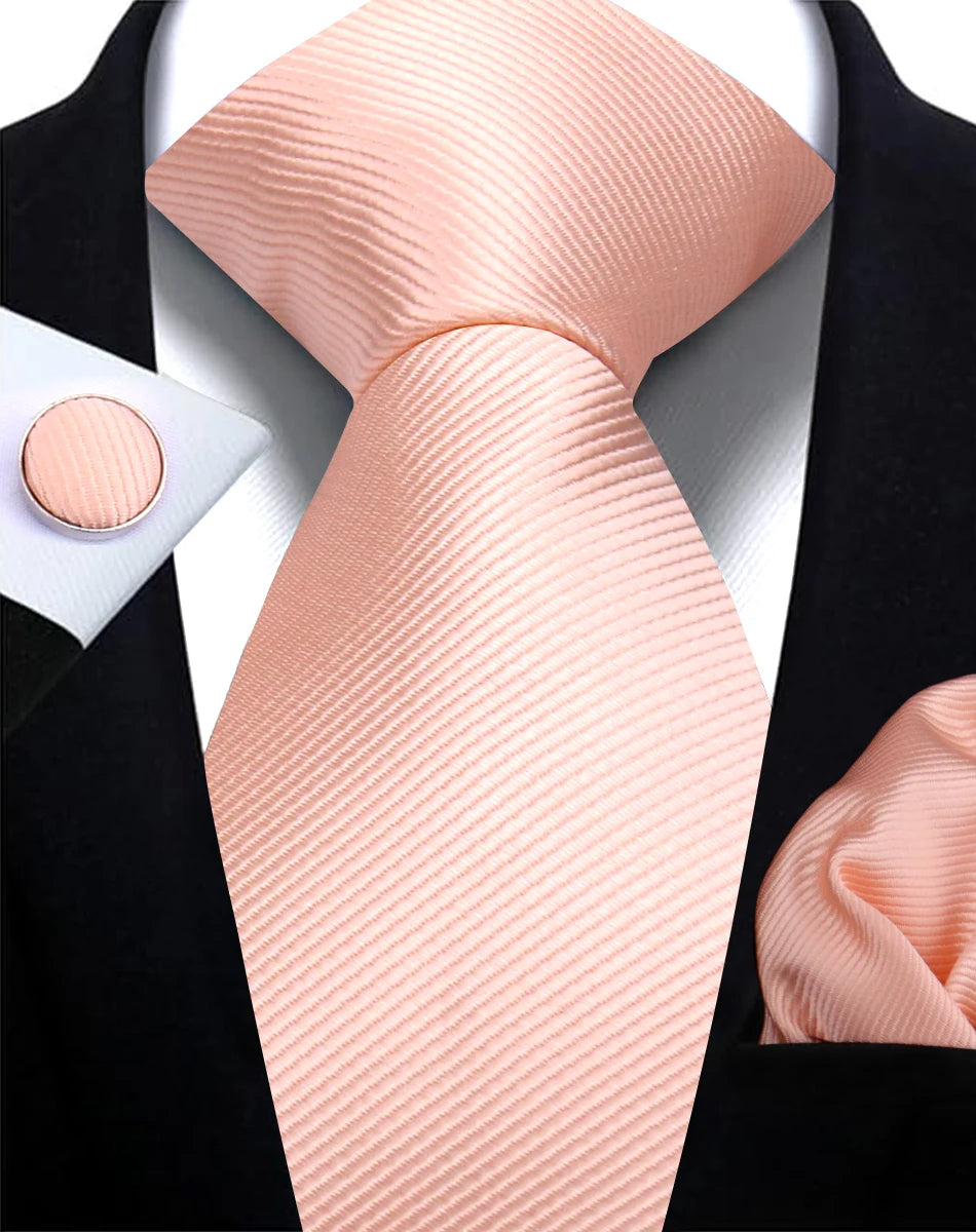Classic Solid Color Tie Set – Elegant Men’s Neckties with Cufflinks for Weddings & Business Occasions