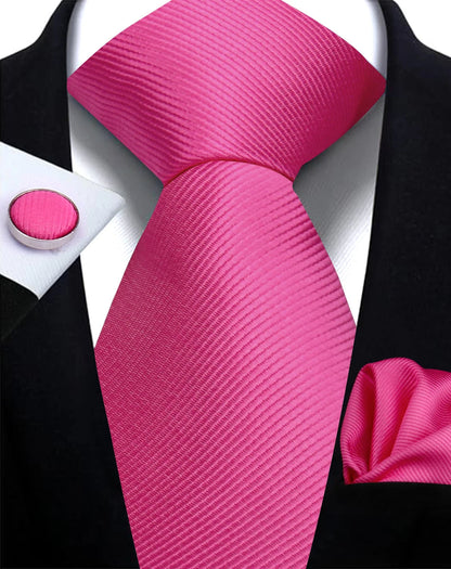 Classic Solid Color Tie Set – Elegant Men’s Neckties with Cufflinks for Weddings & Business Occasions