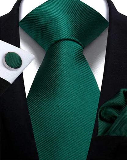 Classic Solid Color Tie Set – Elegant Men’s Neckties with Cufflinks for Weddings & Business Occasions