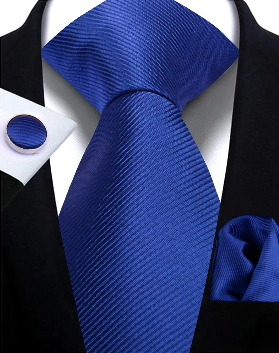 Classic Solid Color Tie Set – Elegant Men’s Neckties with Cufflinks for Weddings & Business Occasions