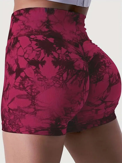 Tie Dye Shorts for Women - Scrunch Shorts Seamless High Waisted Contour Gym, Yoga, Workout Biker Shorts