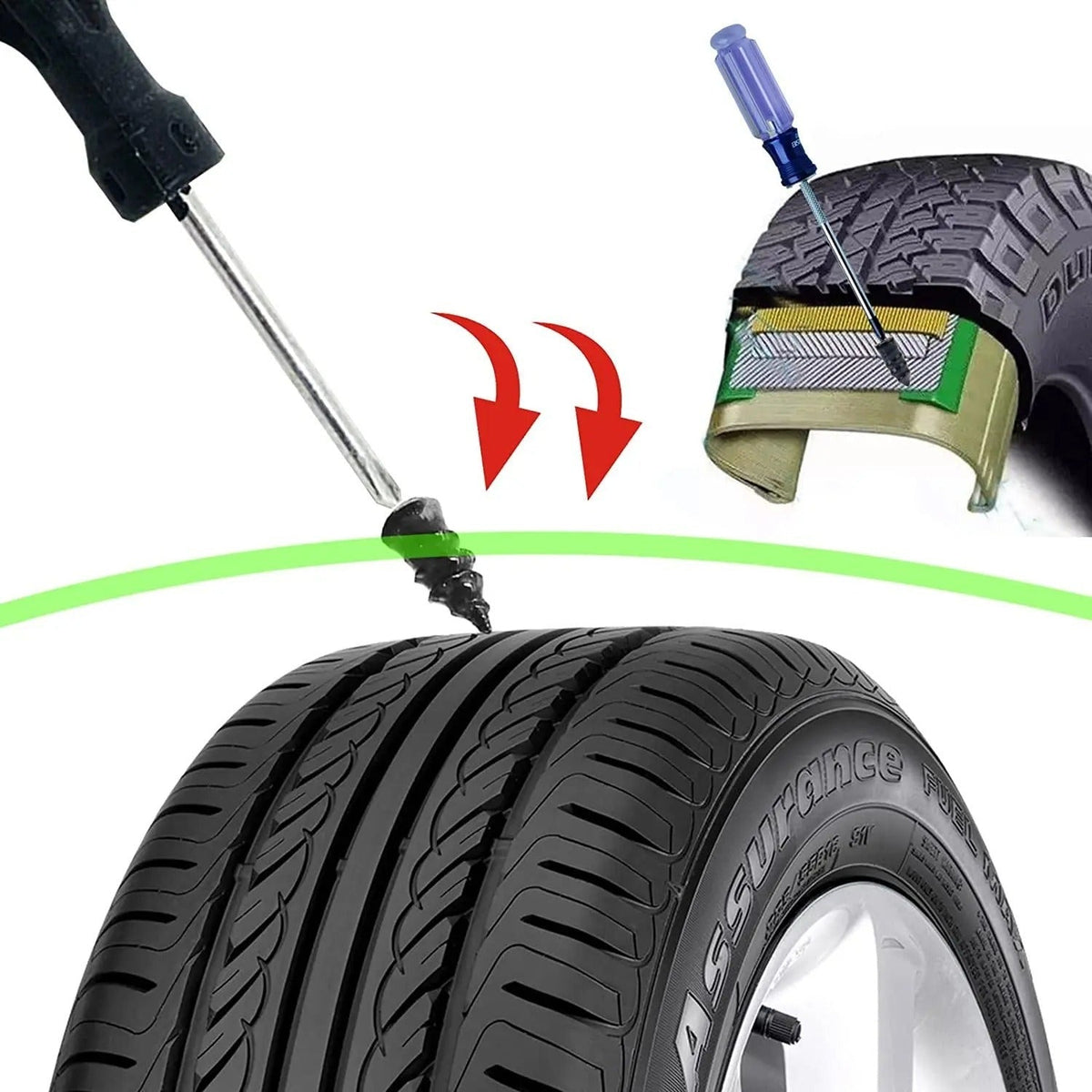 Screw-In Tire Plugs – Tire Repair Kit for Tubeless Car, Light Truck, Motorcycle and Scooter Tires (Tire Puncture Sealing Nail)