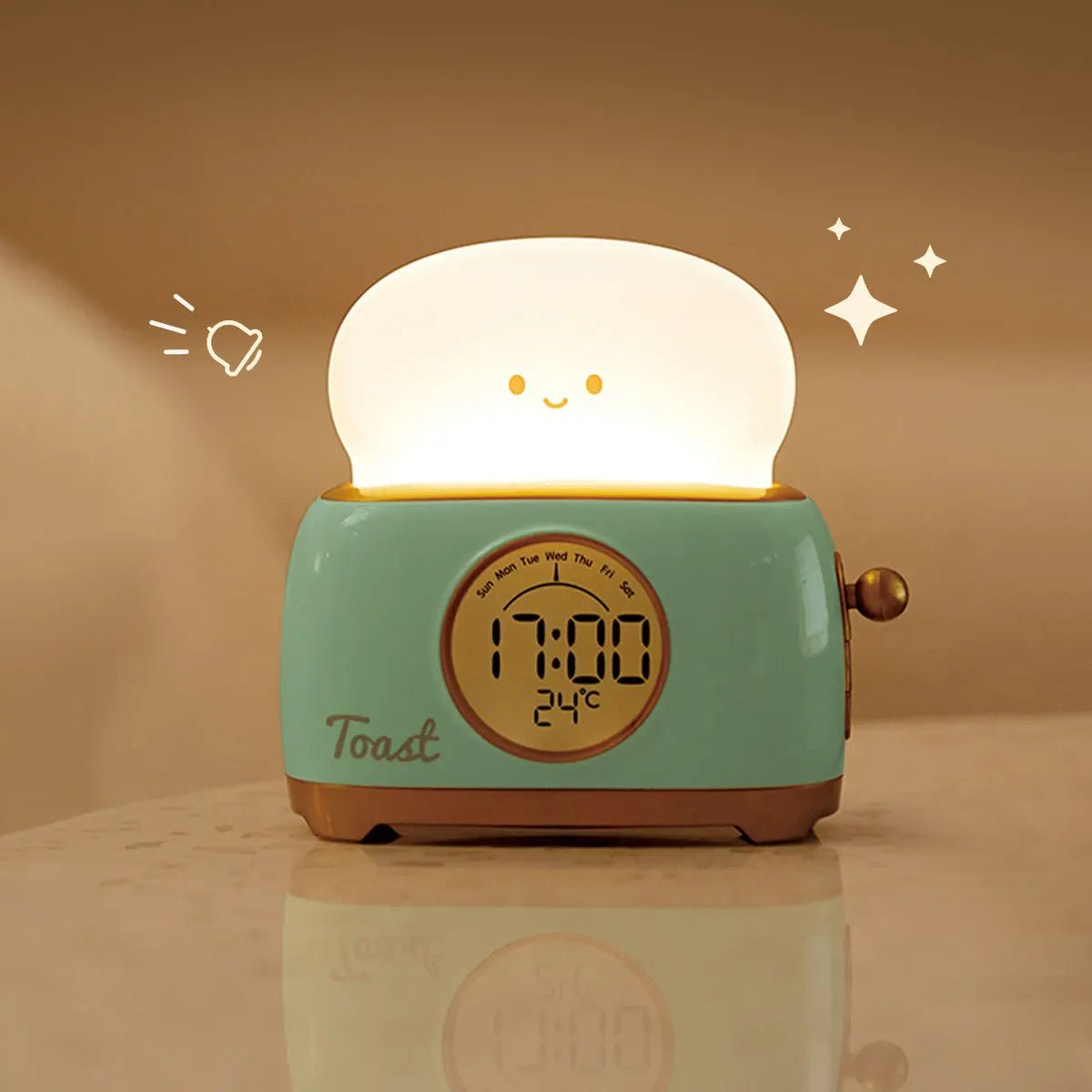 Toaster Kid Alarm Clock Night Light – Rechargeable Bedside Glow, Luminous Timer, and Whimsical Décor for Kids’ Bedrooms or Charming Gifts