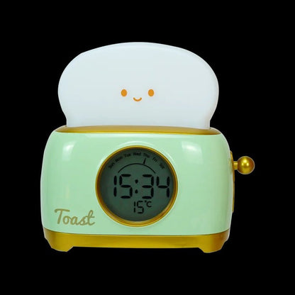 Toaster Kid Alarm Clock Night Light – Rechargeable Bedside Glow, Luminous Timer, and Whimsical Décor for Kids’ Bedrooms or Charming Gifts