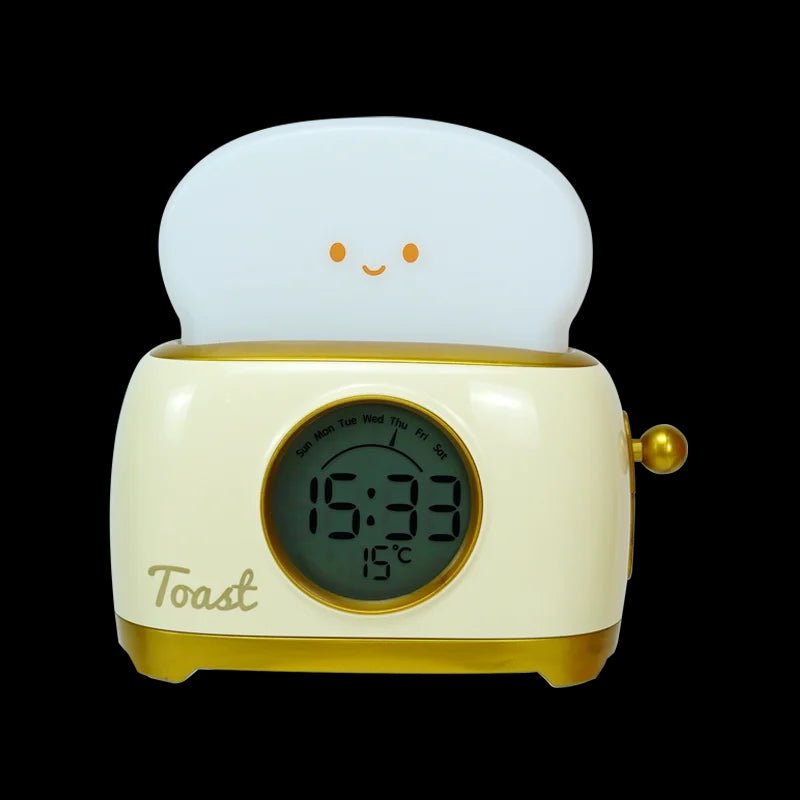 Toaster Kid Alarm Clock Night Light – Rechargeable Bedside Glow, Luminous Timer, and Whimsical Décor for Kids’ Bedrooms or Charming Gifts