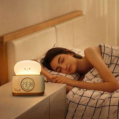 Toaster Kid Alarm Clock Night Light – Rechargeable Bedside Glow, Luminous Timer, and Whimsical Décor for Kids’ Bedrooms or Charming Gifts