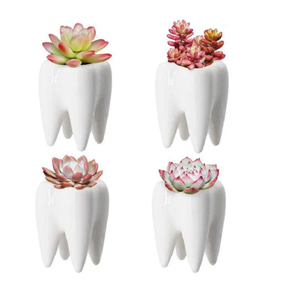Tooth-Shaped Ceramic Vase – Perfect for Flowers, Pens, or Planters - A Charming Gift for Dentists and Home Décor Delight
