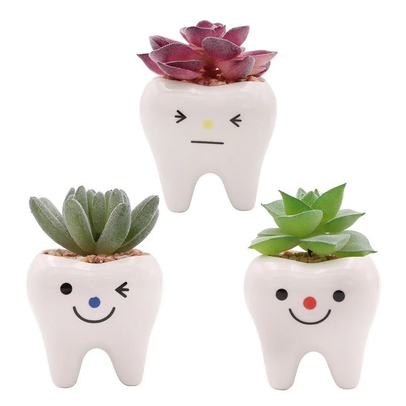 Tooth-Shaped Ceramic Vase – Perfect for Flowers, Pens, or Planters - A Charming Gift for Dentists and Home Décor Delight