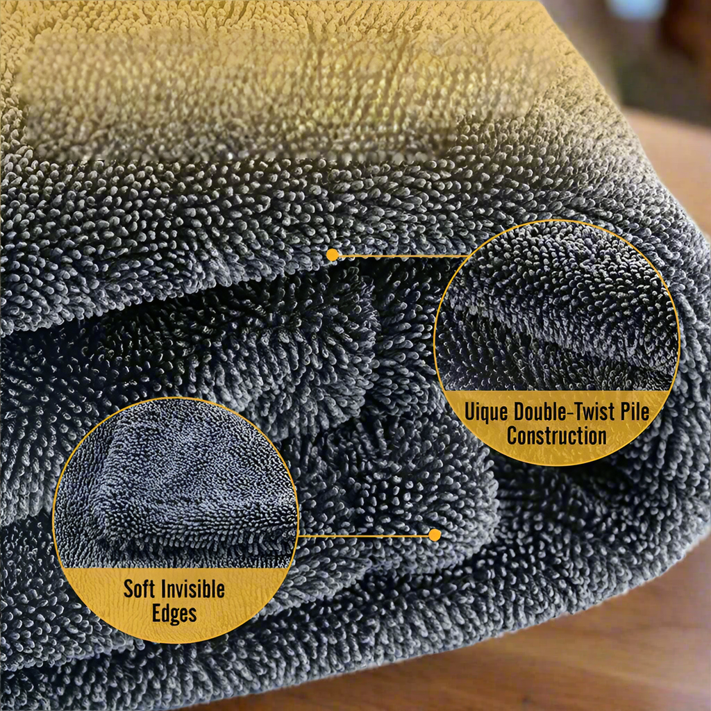Double Sided Microfiber Car Drying Towel – 1500GSM Ultra-Absorbent Twisted Loop Design Towel, Streak-Free Wash Companion