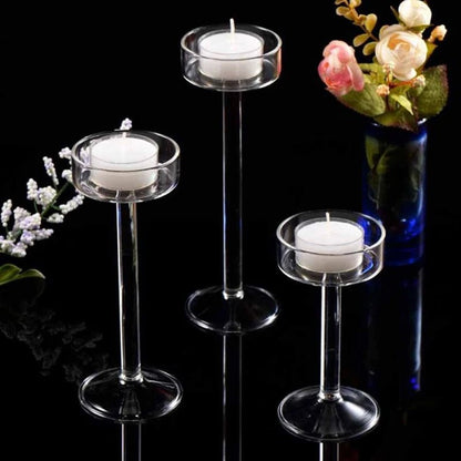 Transparent Crystal Glass Candle Holders – Perfect for Weddings & Luxe Decor