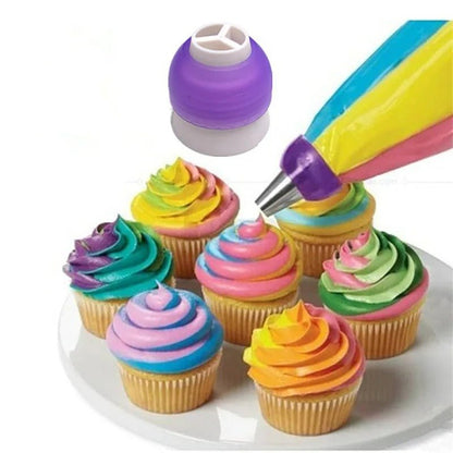 Tri-Color Piping Bag Coupler - 3-Chamber Icing Swirl Converter for Cakes and Cupcakes