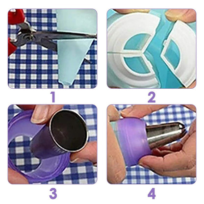 Tri-Color Piping Bag Coupler - 3-Chamber Icing Swirl Converter for Cakes and Cupcakes