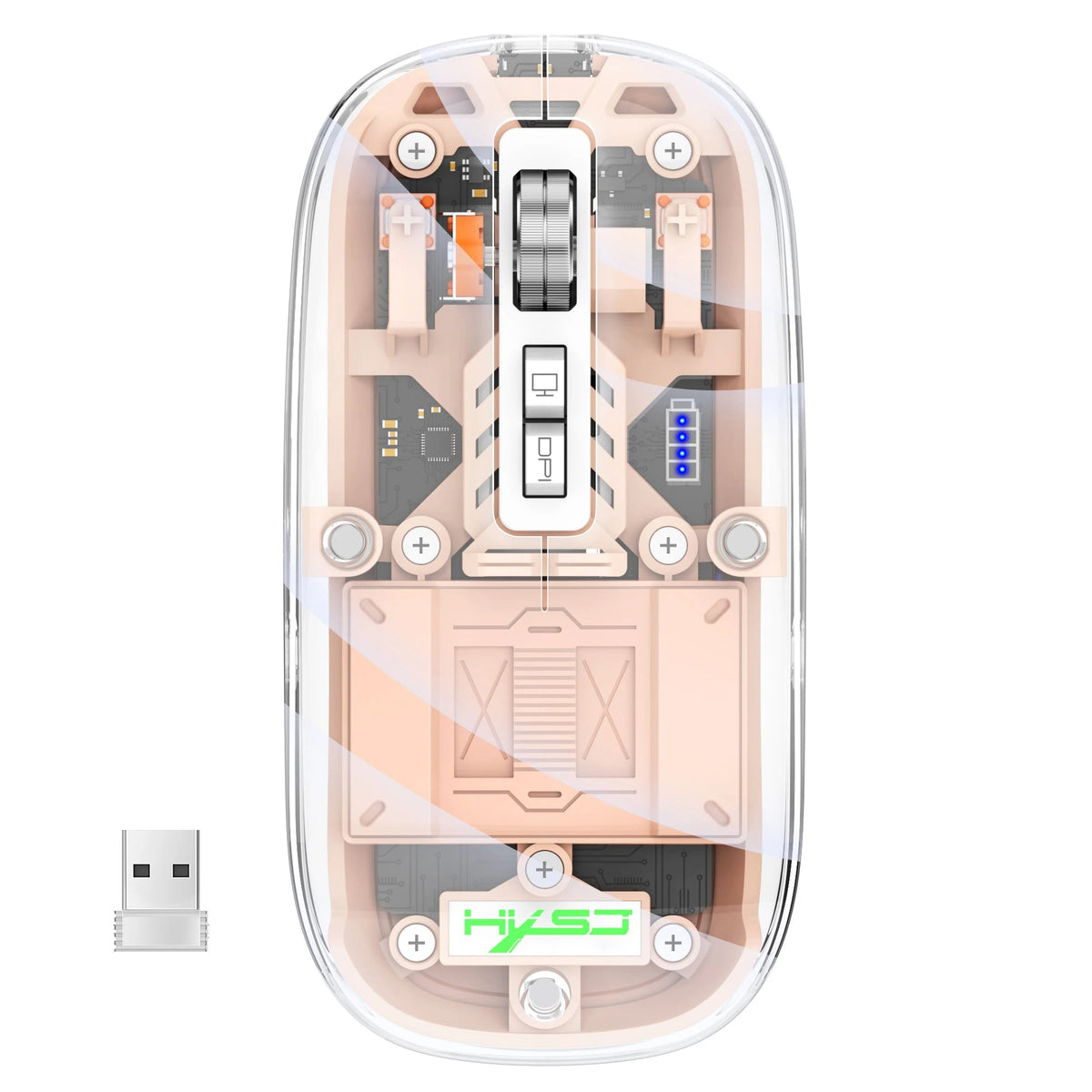 Tri-Mode Bluetooth Transparent Gaming Mouse – RGB Wireless Rechargeable Mouse with 2.4G & Dual Bluetooth for PC and Laptop