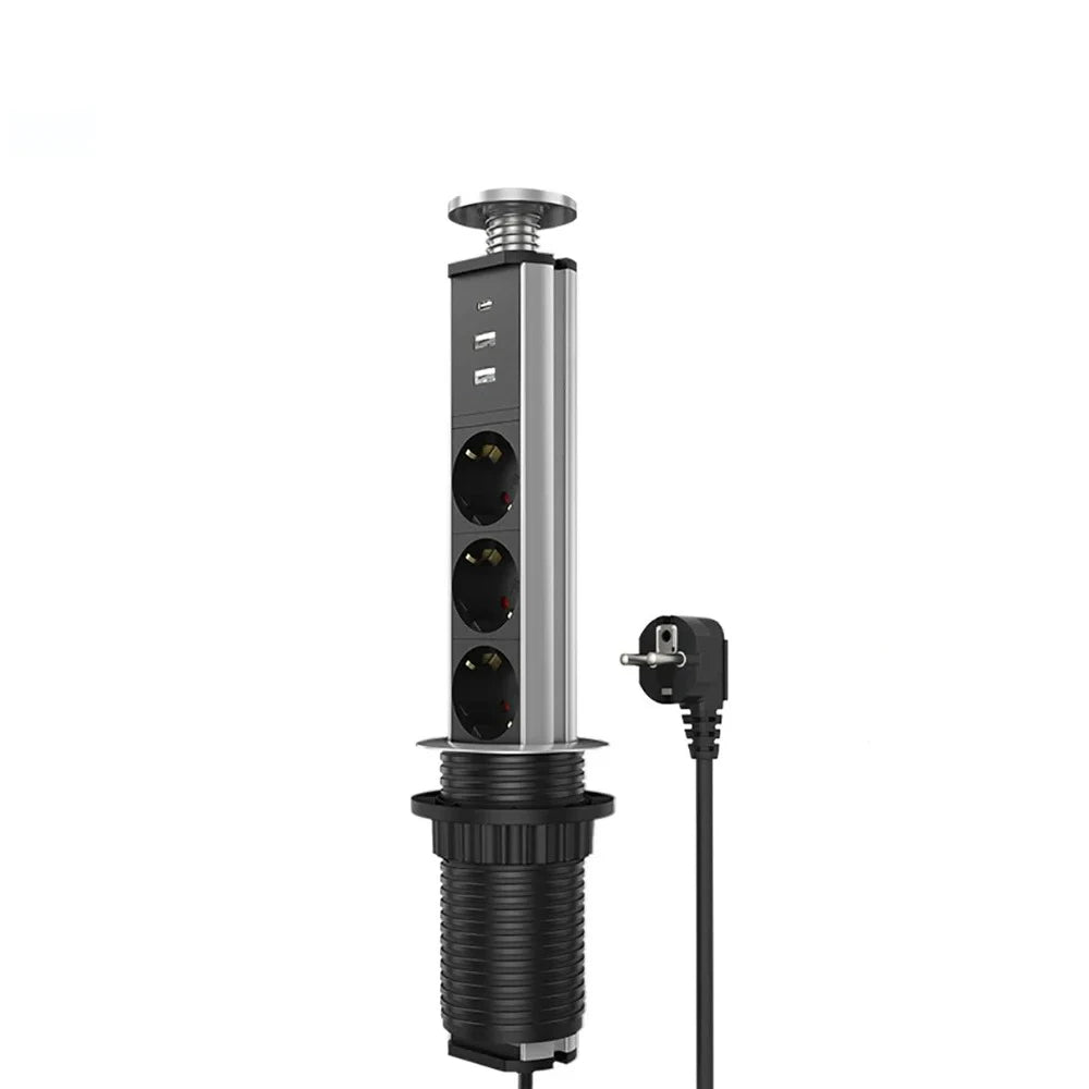 Melery Pop-Up Table Socket – Germany Power Point with USB-C, EU Outlets & Tabletop Charger for Kitchens & Offices