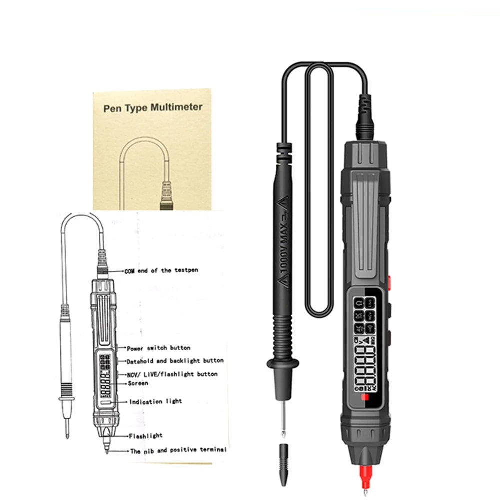 Smart Digital Multimeter Pen - Non-Contact Voltage Tester with 6000 Counts & Auto Range
