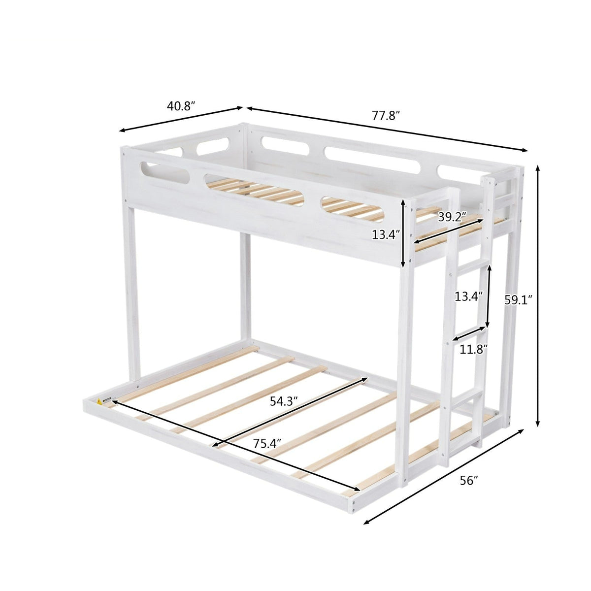 Twin over Full Bunk Bed with Built-in Ladder