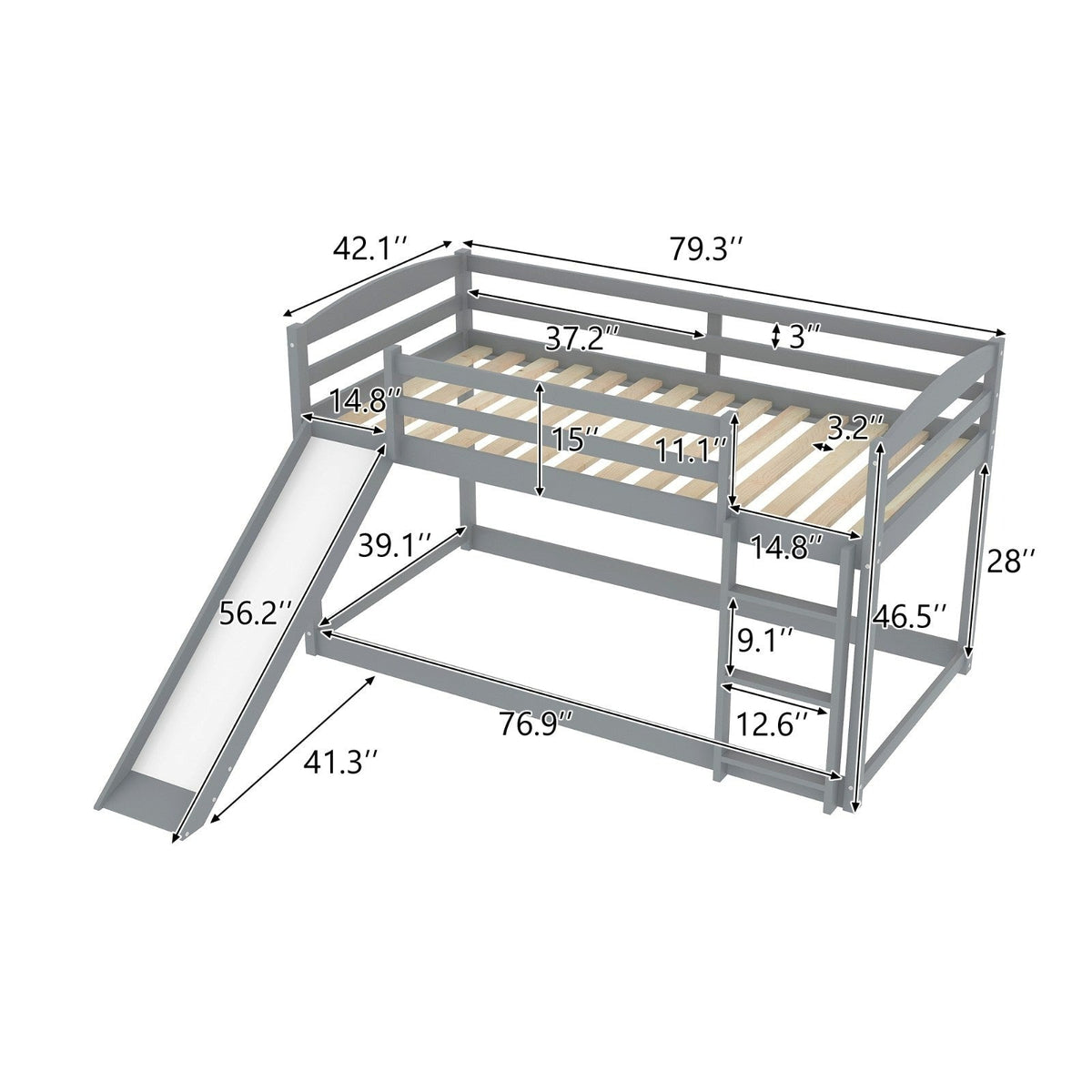 Twin over Twin Bunk Bed with Convertible Slide and Ladder