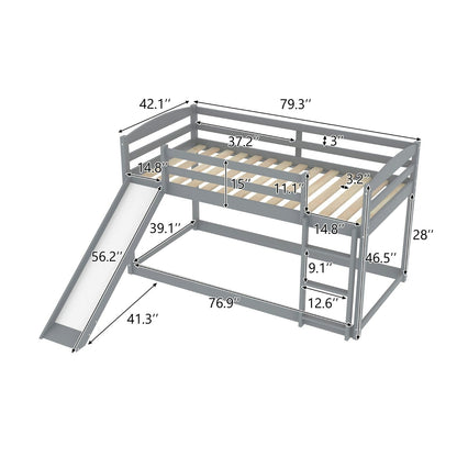 Twin over Twin Bunk Bed with Convertible Slide and Ladder