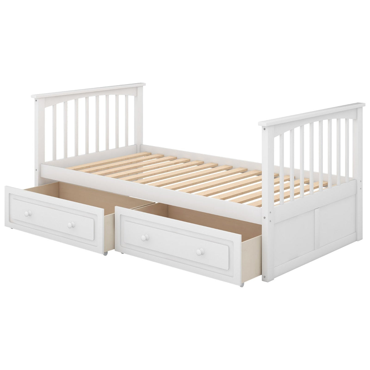 Twin over Twin Bunk Bed with Drawers Convertible Beds