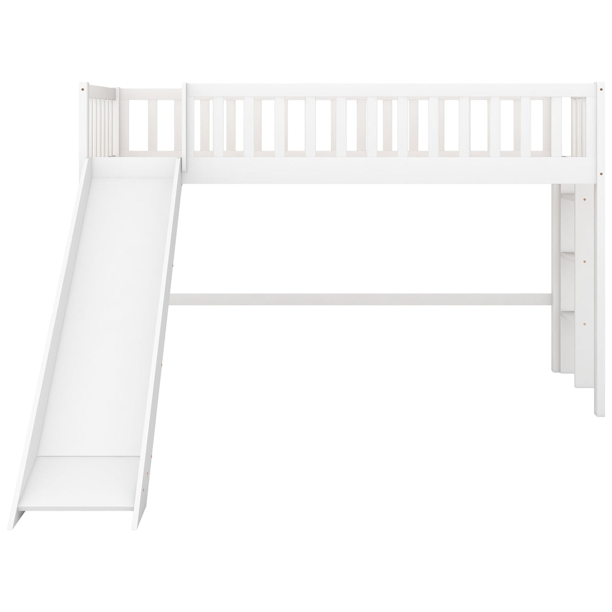 Twin-Size Low Loft Bed with Ladder and Slide