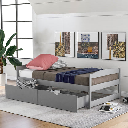 Twin Size Platform Bed, with Two Drawers