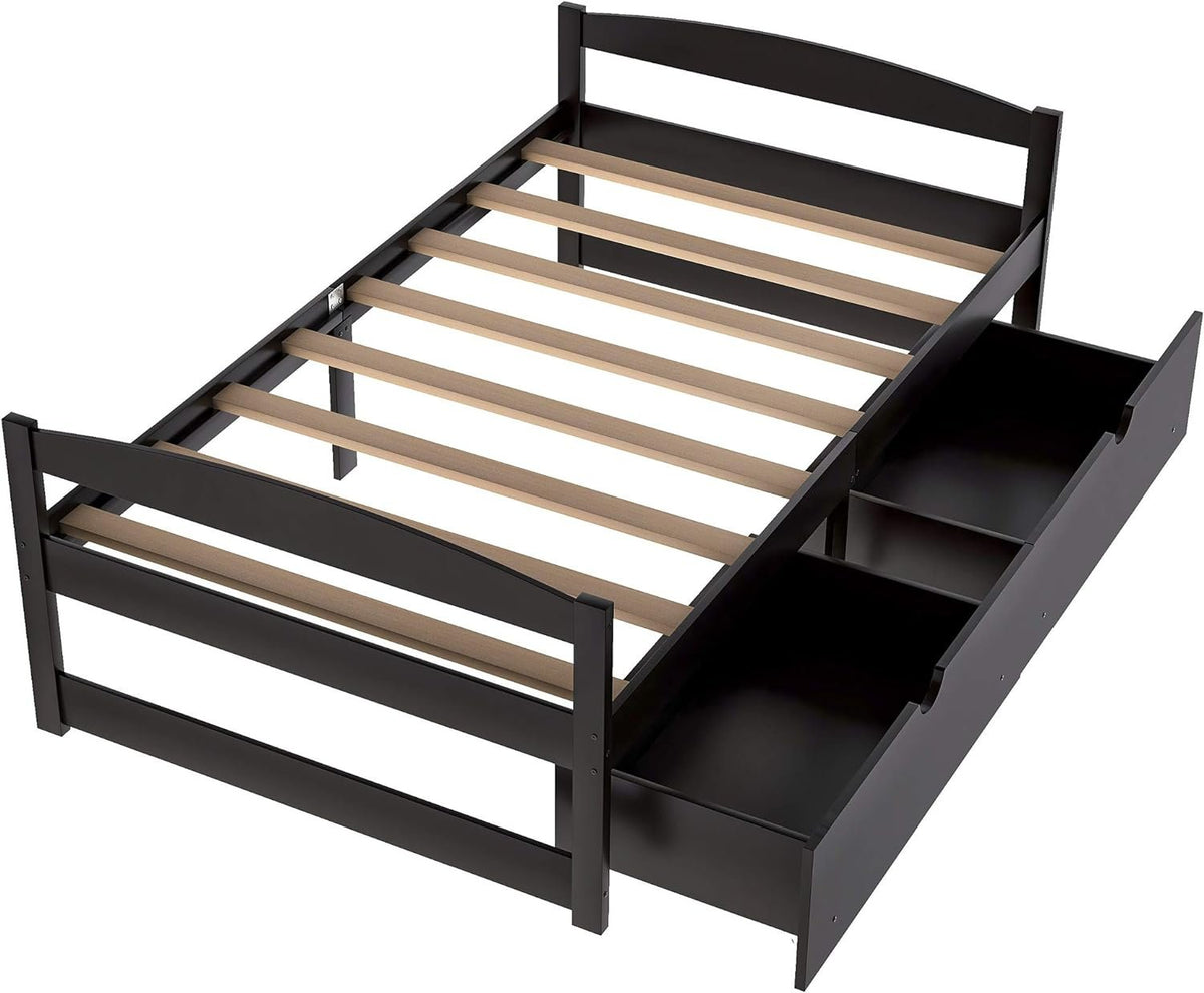Twin Size Platform Bed, with Two Drawers