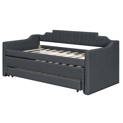 Twin Size Upholstered Daybed with Trundle and Three Drawers