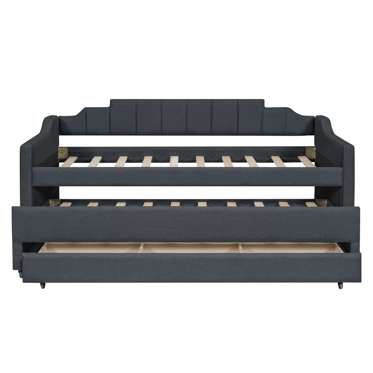 Twin Size Upholstered Daybed with Trundle and Three Drawers