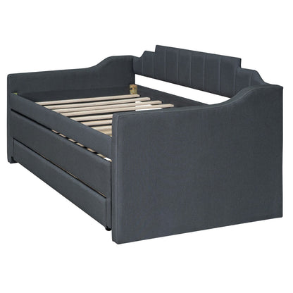 Twin Size Upholstered Daybed with Trundle and Three Drawers