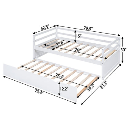 Twin Size Wood Daybed with Twin Size Trundle