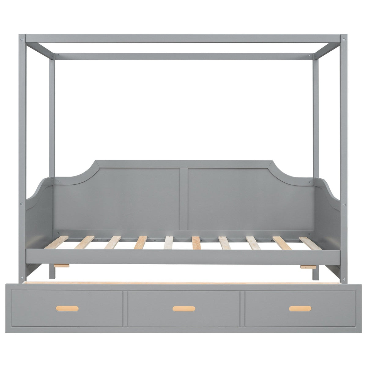 Twin-Size Wooden Canopy Daybed with 3-in-1 Storage Drawers