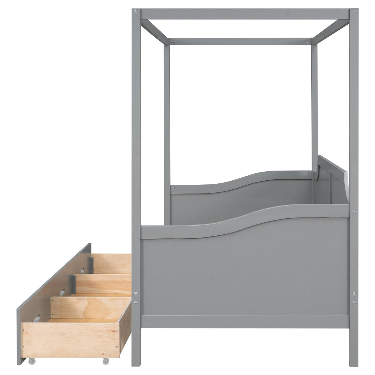 Twin-Size Wooden Canopy Daybed with 3-in-1 Storage Drawers