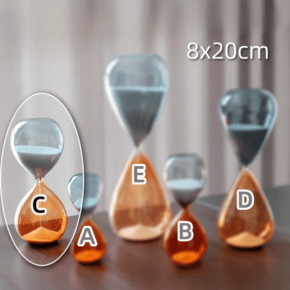 Two-Tone Hourglass Timer – Chic Glass Sand Timer for Home, Desk & Kitchen Décor (5-60 Min)