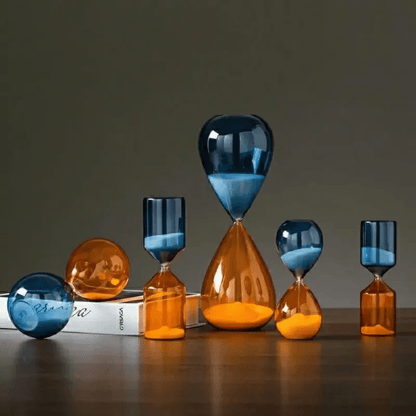 Two-Tone Hourglass Timer – Chic Glass Sand Timer for Home, Desk & Kitchen Décor (5-60 Min)