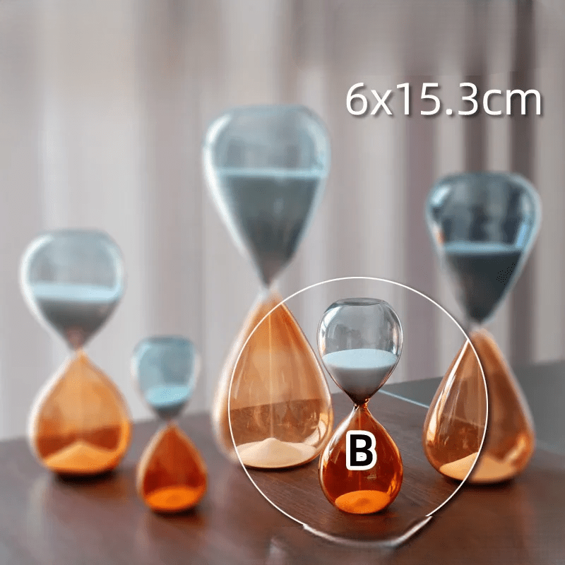 Two-Tone Hourglass Timer – Chic Glass Sand Timer for Home, Desk & Kitchen Décor (5-60 Min)
