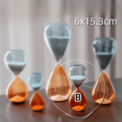 Two-Tone Hourglass Timer – Chic Glass Sand Timer for Home, Desk & Kitchen Décor (5-60 Min)