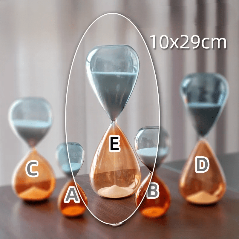 Two-Tone Hourglass Timer – Chic Glass Sand Timer for Home, Desk & Kitchen Décor (5-60 Min)