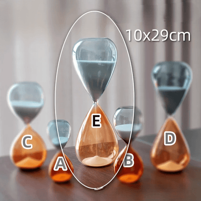 Two-Tone Hourglass Timer – Chic Glass Sand Timer for Home, Desk & Kitchen Décor (5-60 Min)