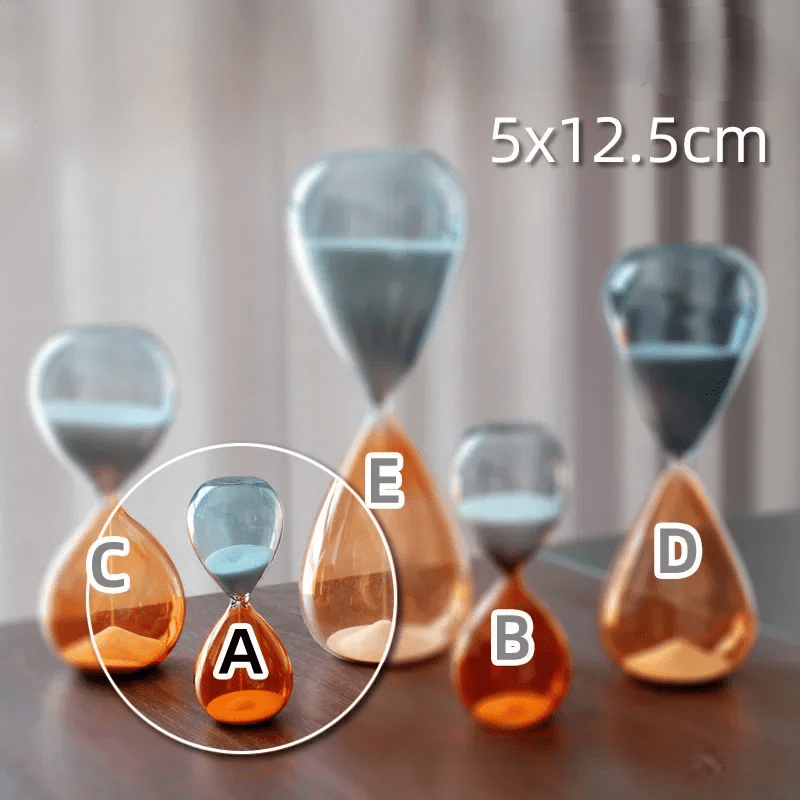 Two-Tone Hourglass Timer – Chic Glass Sand Timer for Home, Desk & Kitchen Décor (5-60 Min)