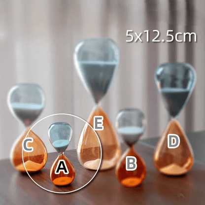 Two-Tone Hourglass Timer – Chic Glass Sand Timer for Home, Desk & Kitchen Décor (5-60 Min)