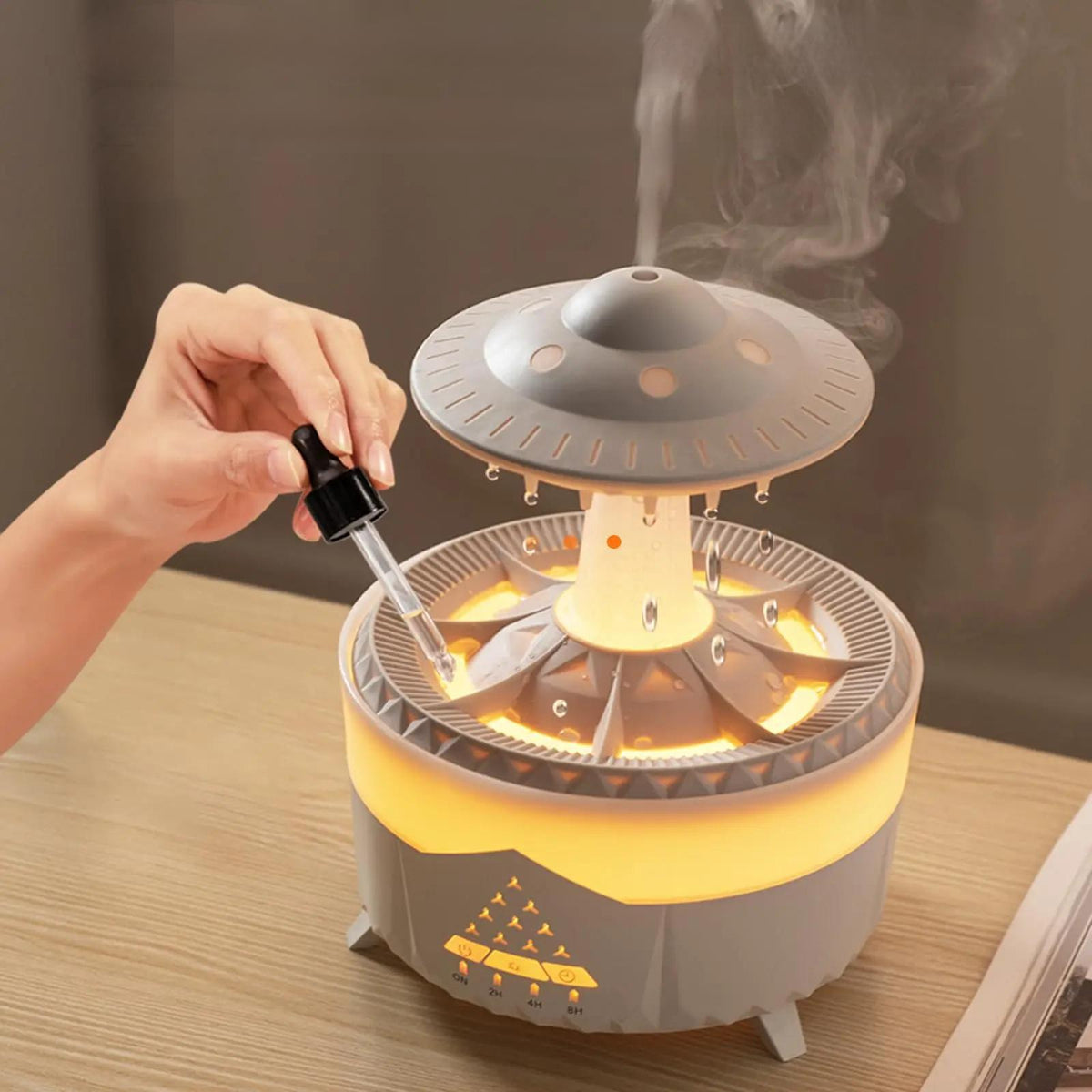 UFO Raindrop Humidifier – 350ML Smart Air Purifier & Essential Oil Diffuser for Soothing, Aromatic Ambiance