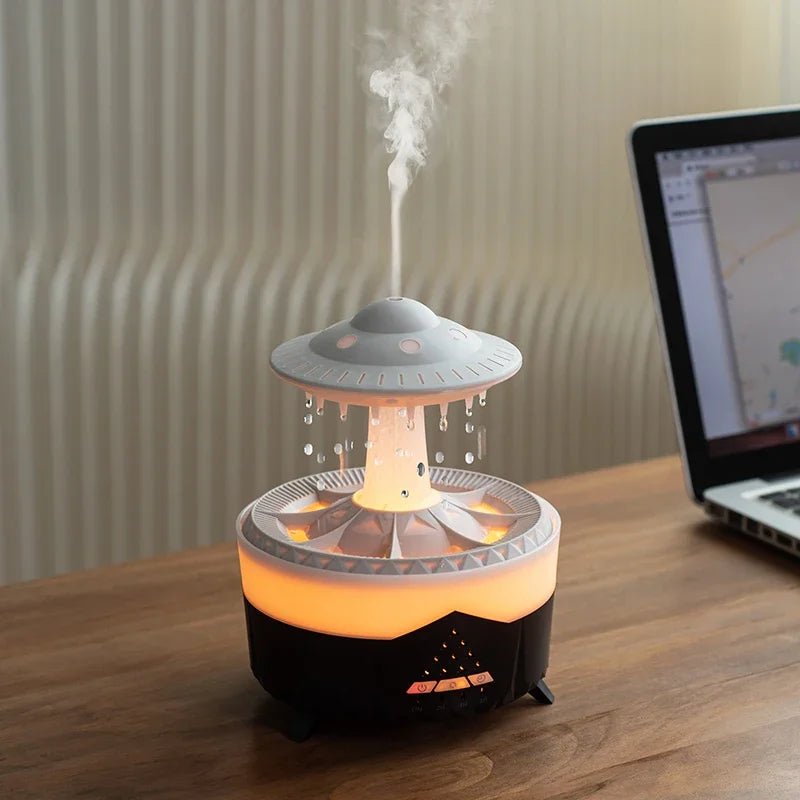 UFO Raindrop Humidifier – 350ML Smart Air Purifier & Essential Oil Diffuser for Soothing, Aromatic Ambiance