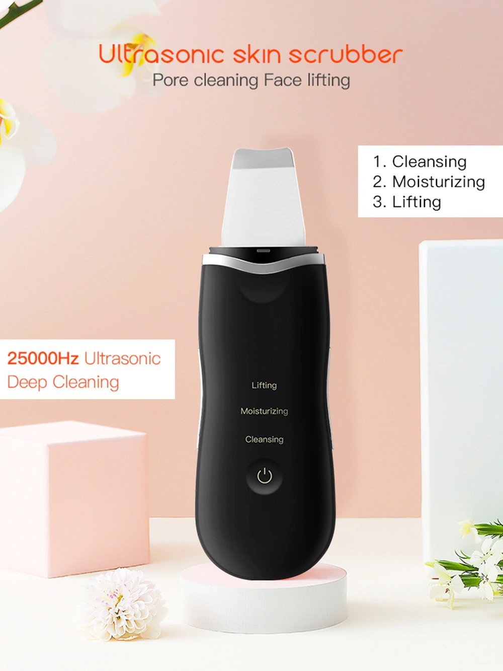 Ultrasonic Skin Scrubber & Face Spatula with Nano Mist Sprayer