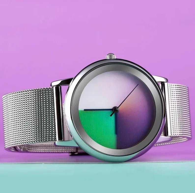 Ultrathin Colorful Changing Quartz Women's Watch – A Chic Steel Timepiece with a Mesmerizing Color-Changing Dial. The Perfect Blend of Style, Sophistication & A Thoughtful Gift for Any Occasion