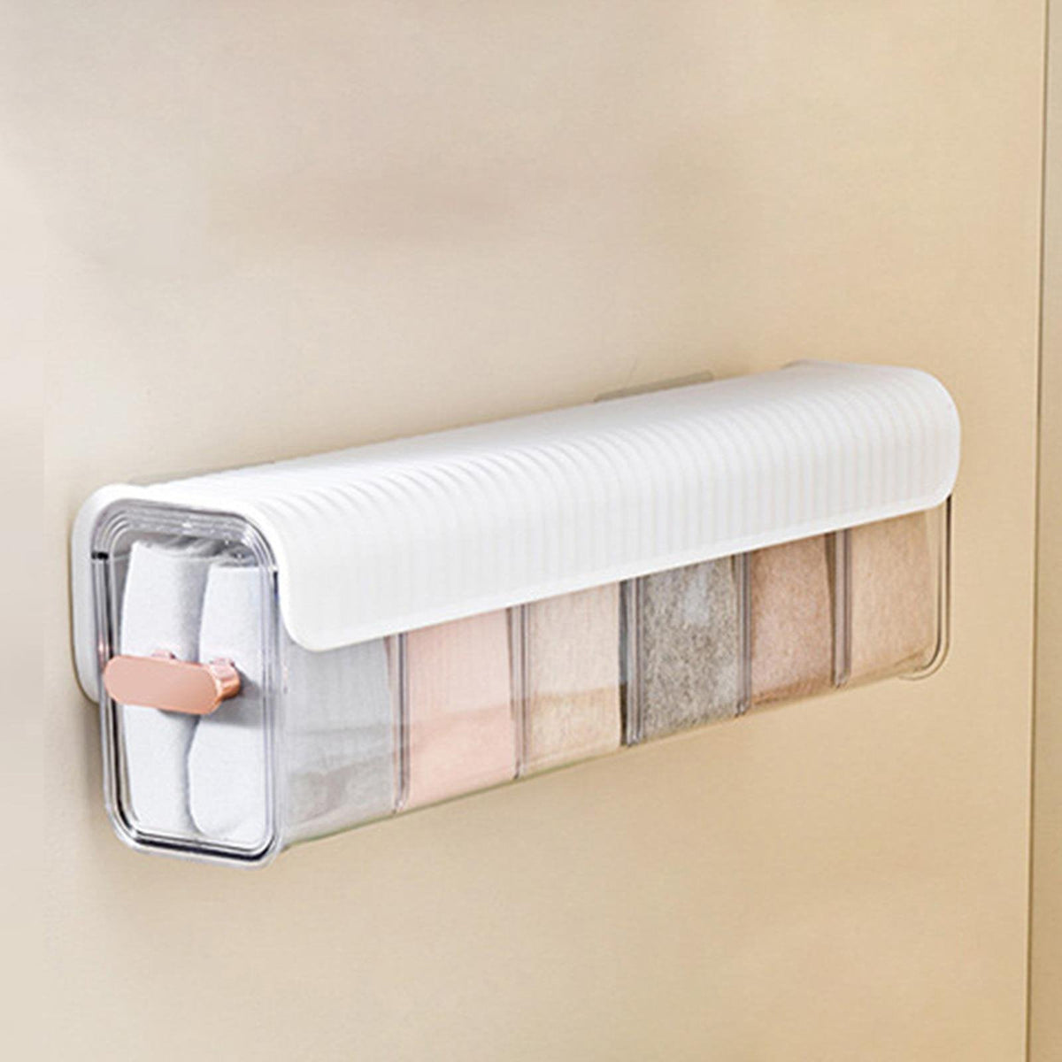 Underwear Organizer - 6-Grid Wall Mounted Transparent Underwear Storage Box
